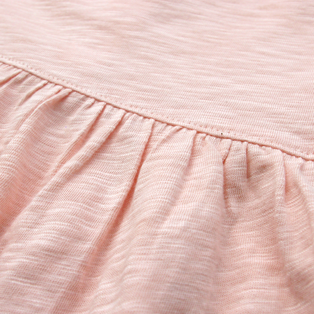 有機棉女童竹節短袖洋裝-粉紅 | 藍天畫布有機棉