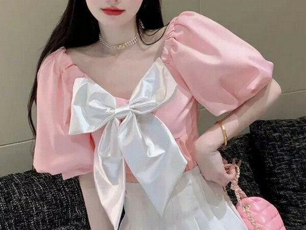 Gentle and sweet bow shirt #Single piece (pink) (M-4XL) (Contact customer service to confirm size after placing an order) 