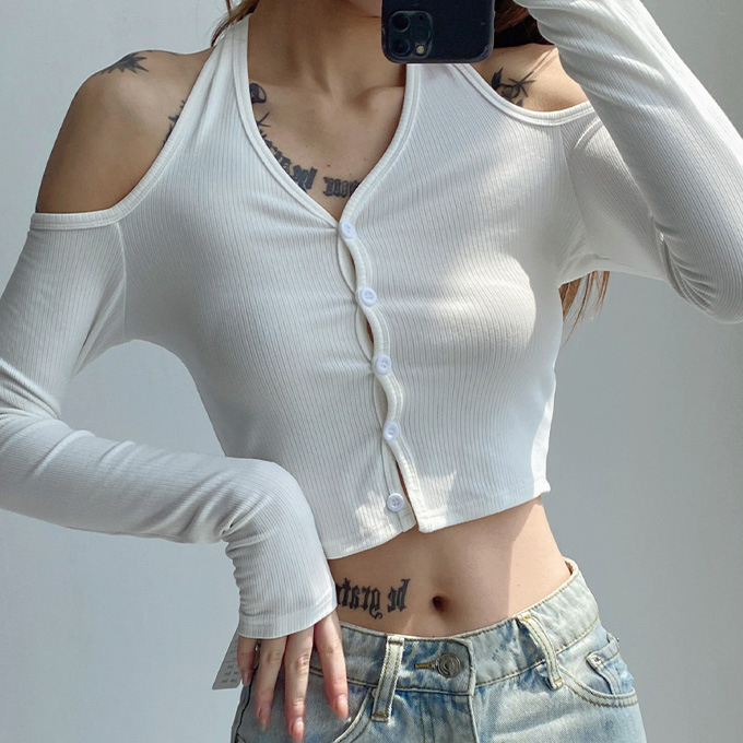 Hot selling hollow off-shoulder sweater (white) (S/M size) (contact customer service after placing the order to confirm the delivery size)
