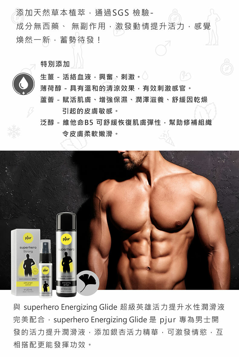 pjur|男士減敏噴霧20ml|強效型|superhero STRONG Spray 超級英雄活力提升強效型噴霧