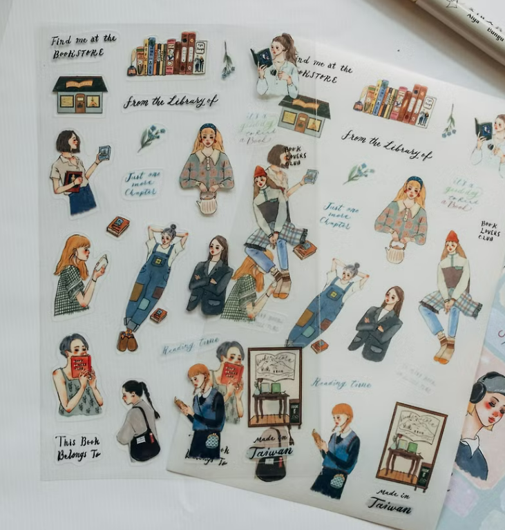 書店裡的人 Life in a bookstore 和紙與透明貼紙 兩張一組｜甜蜜生活La dolce vita 臺灣