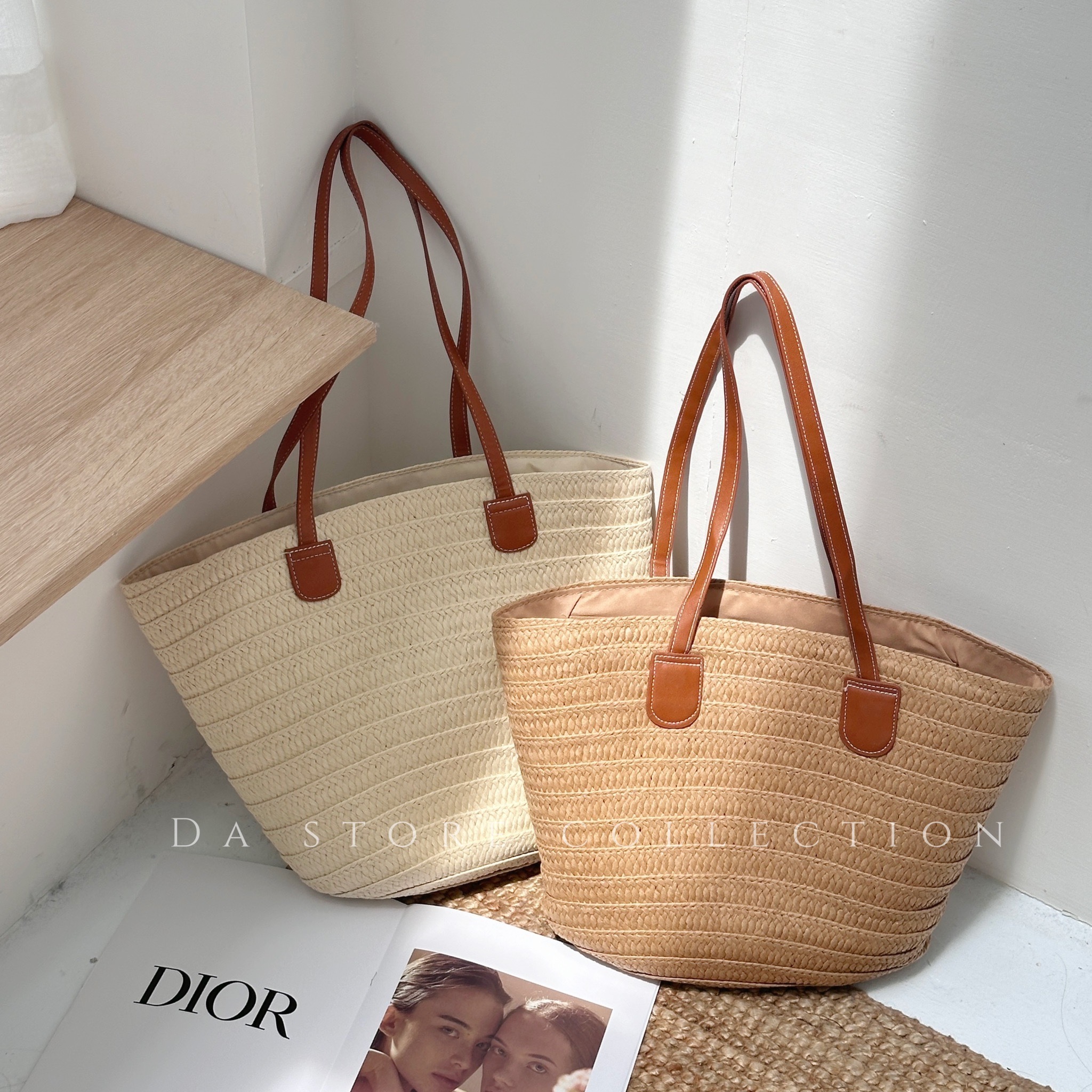 度假風草編沙灘包/二色