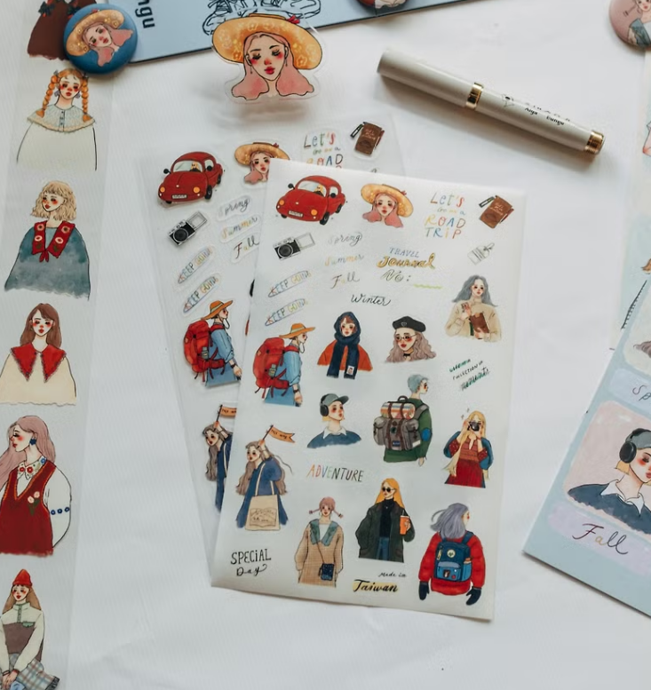 環島旅行 Let us go on a road trip 和紙與透明貼紙 兩張一組｜甜蜜生活La dolce vita 臺灣