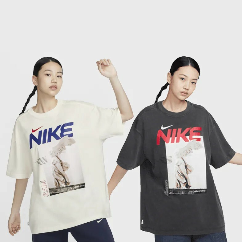 Nike SPORTSWEAR OVERSIZE TEE 1972 希臘 勝利女神 街舞系列 寬鬆 落肩 作舊 水洗 黑白 男女款 TEEHF6292