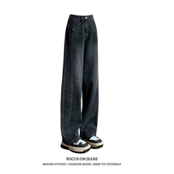 Hot Selling Retro High Street Straight Jeans [Black Gray] Sizes [S-XL] [Please contact customer service to confirm the delivery size after placing the order]