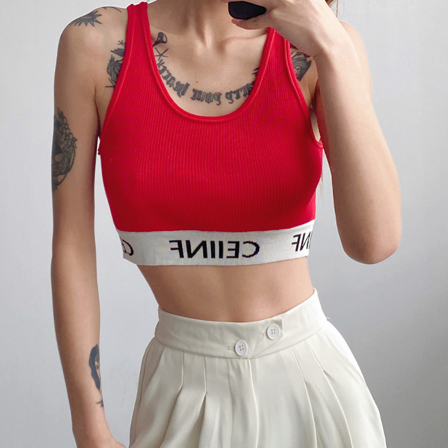 Hot selling short sports vest (true red) (S/M size) (contact customer service after placing the order to confirm the delivery size)