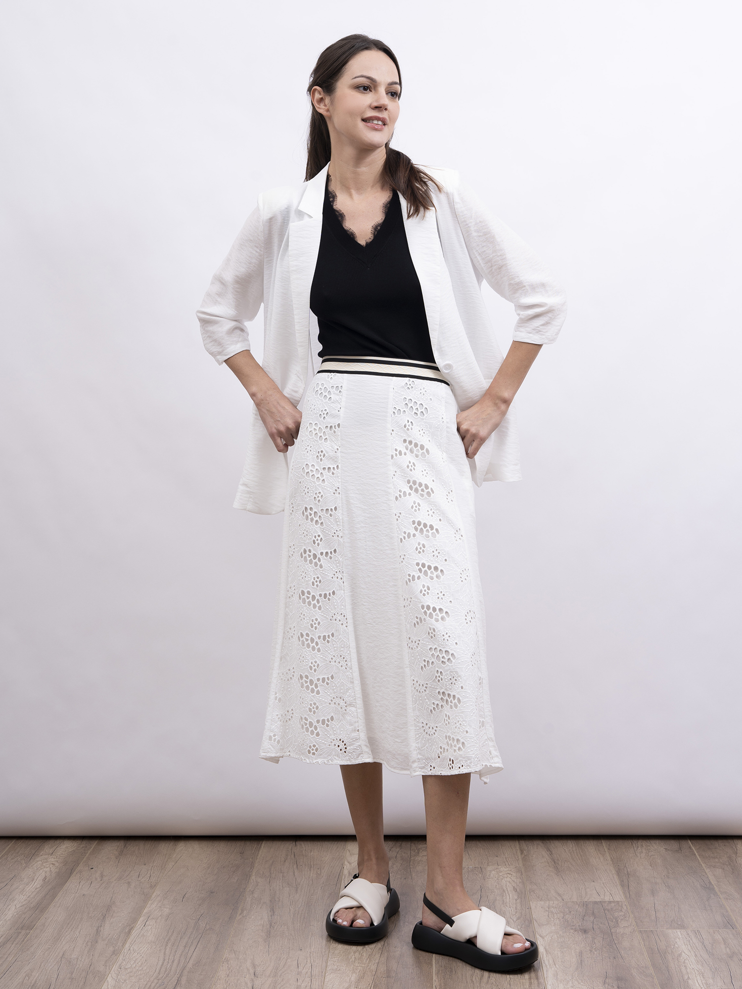 mi-tu 蕾絲拼布半身裙