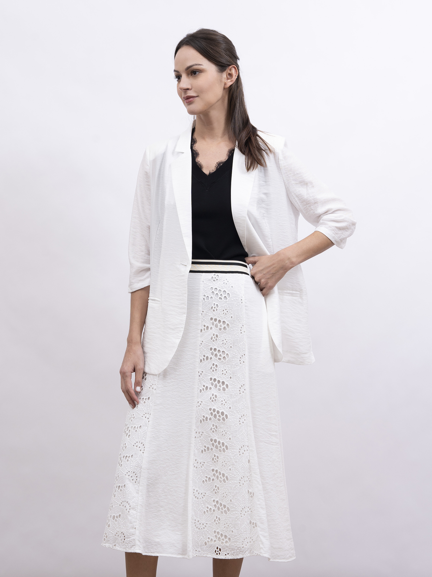 mi-tu 蕾絲拼布半身裙