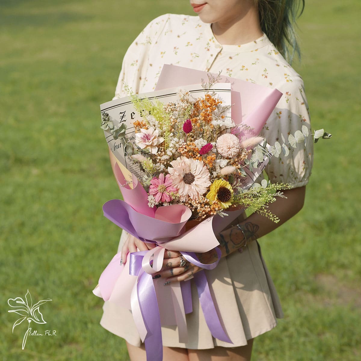 【青春變奏曲 】中型乾燥花束 - 活力粉