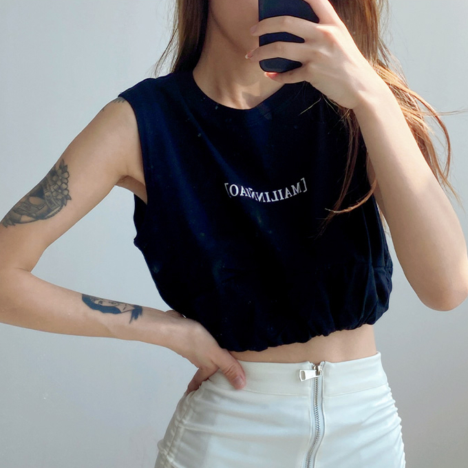 Hot Selling Sleeveless Loose Tank Top (Black) (One Size)