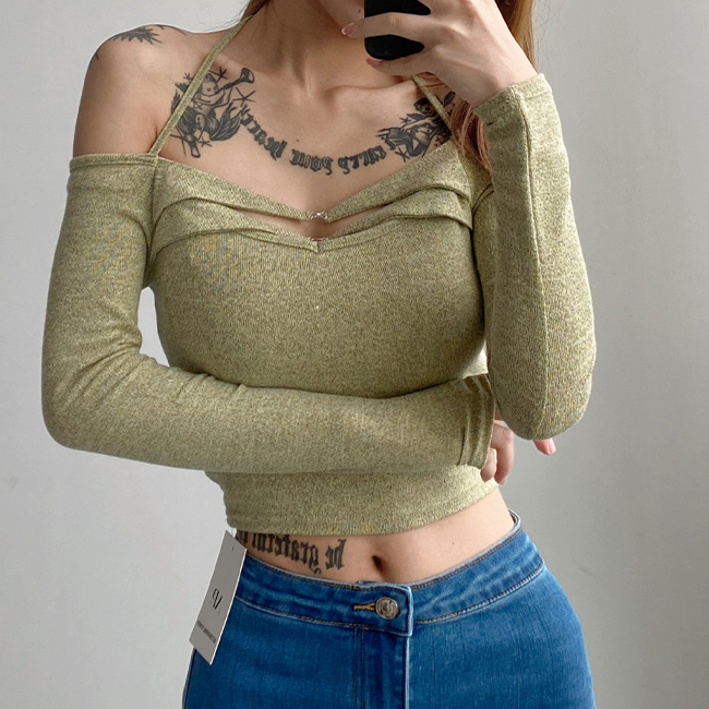 Hot Selling Boat Collar Short Long Sleeve Halter Sweater (Oatmeal) (S/M Size) (Contact customer service after placing the order to confirm the delivery size)