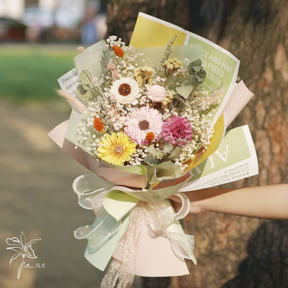 【青春變奏曲 】中型乾燥花束 -   朝氣黃