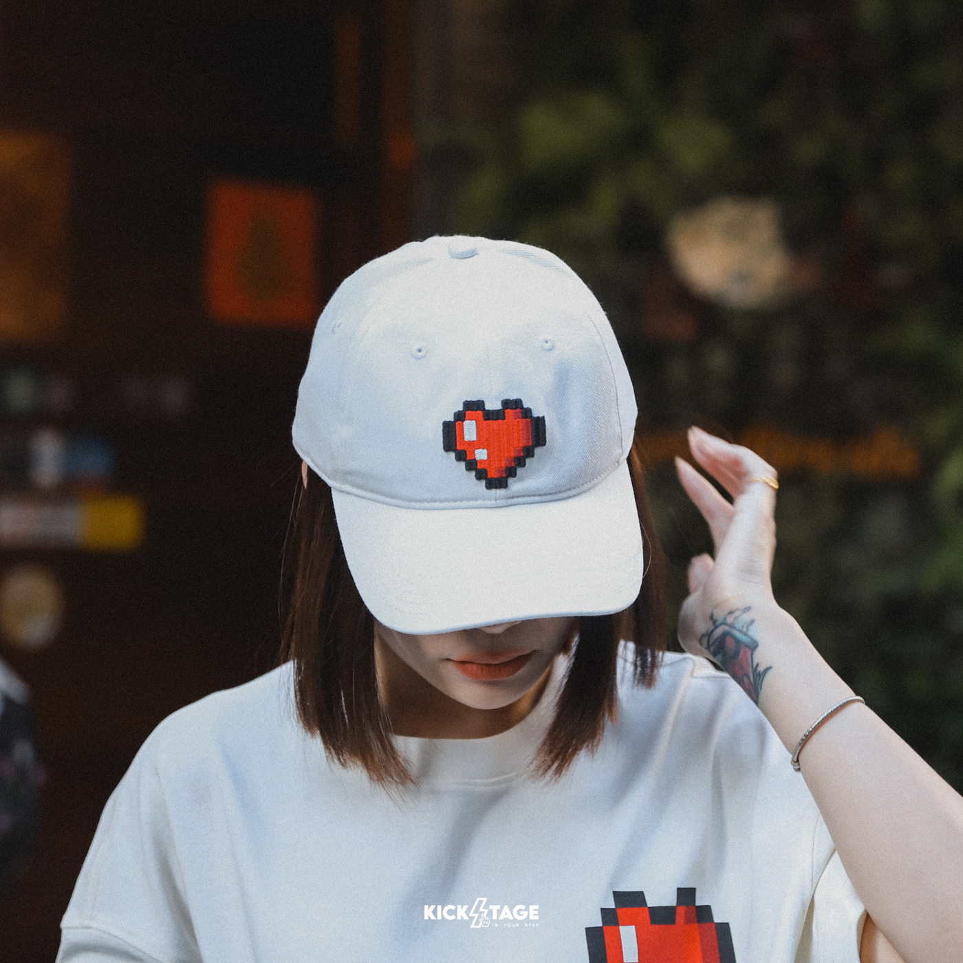 PALLADIUM PIXEL LOVE 白 情人節 像素愛心 帽子 老帽【C3397-262】25VD