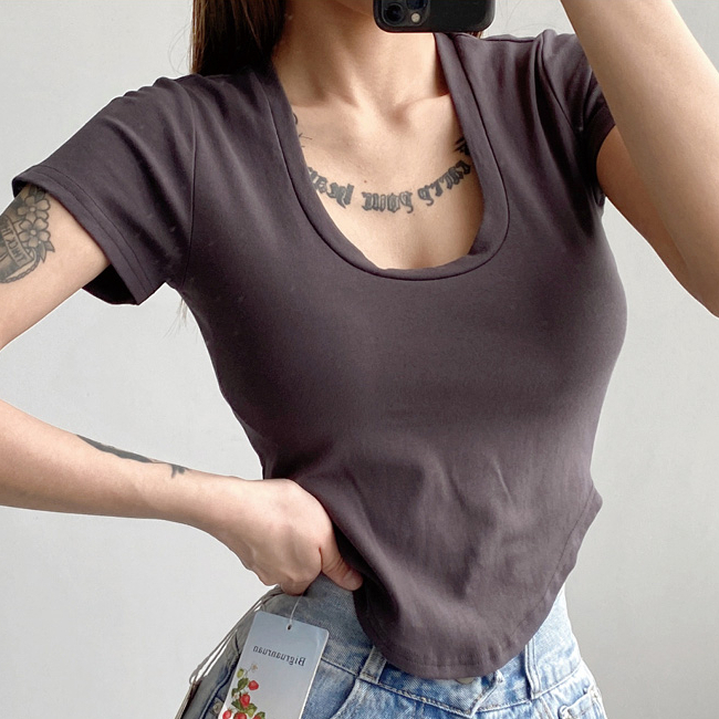 Hot selling pure cotton short-sleeved T-shirt (dark gray) (S/M size) (contact customer service after placing the order to confirm the delivery size)