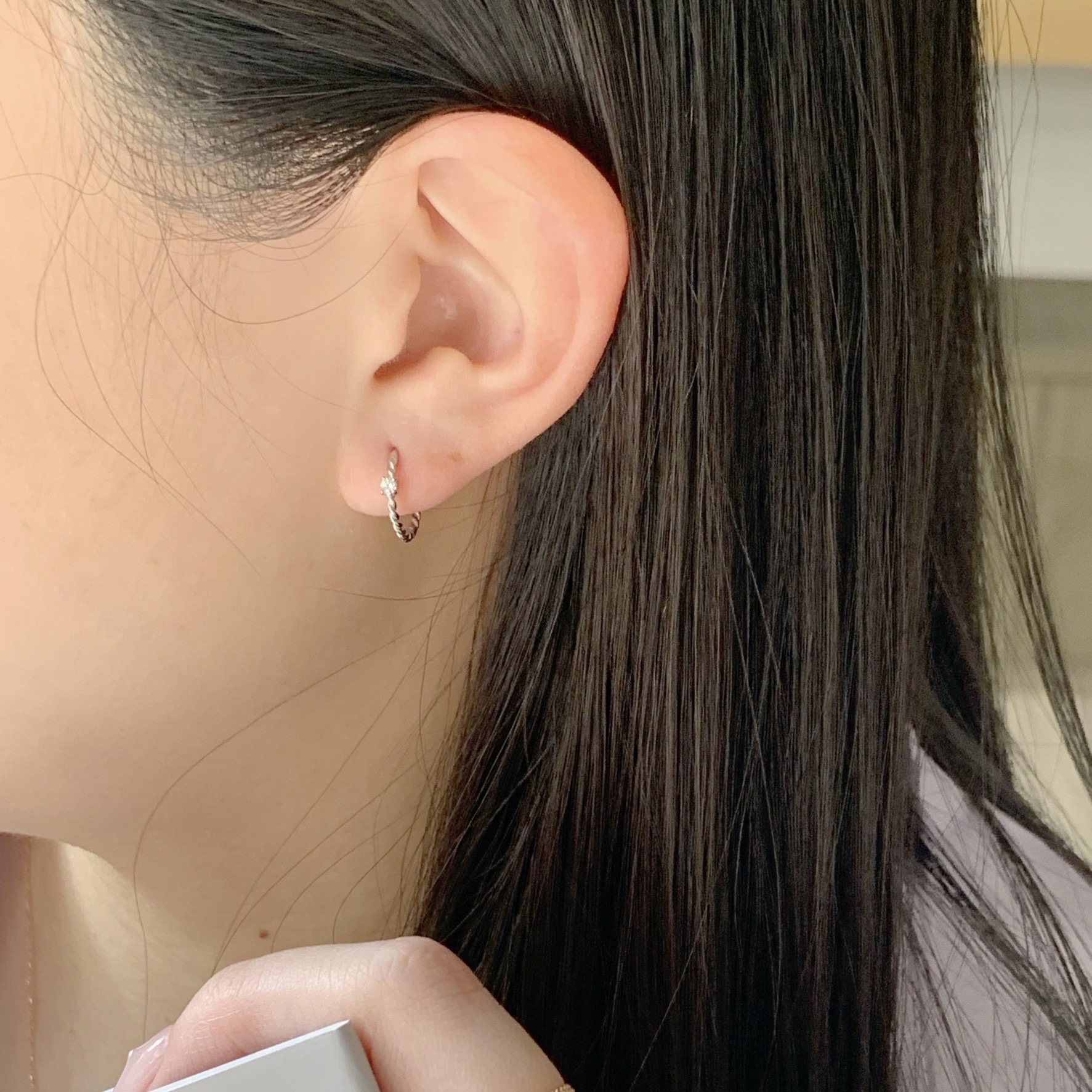 10k麻花四爪鋯石耳圈