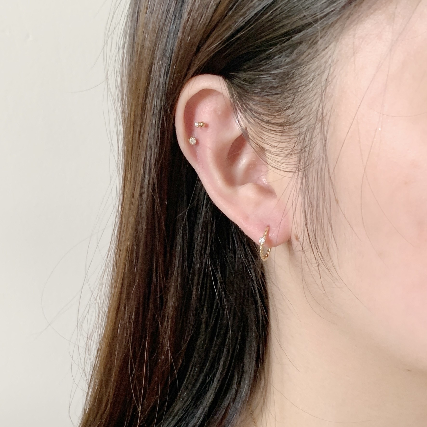 10k麻花四爪鋯石耳圈