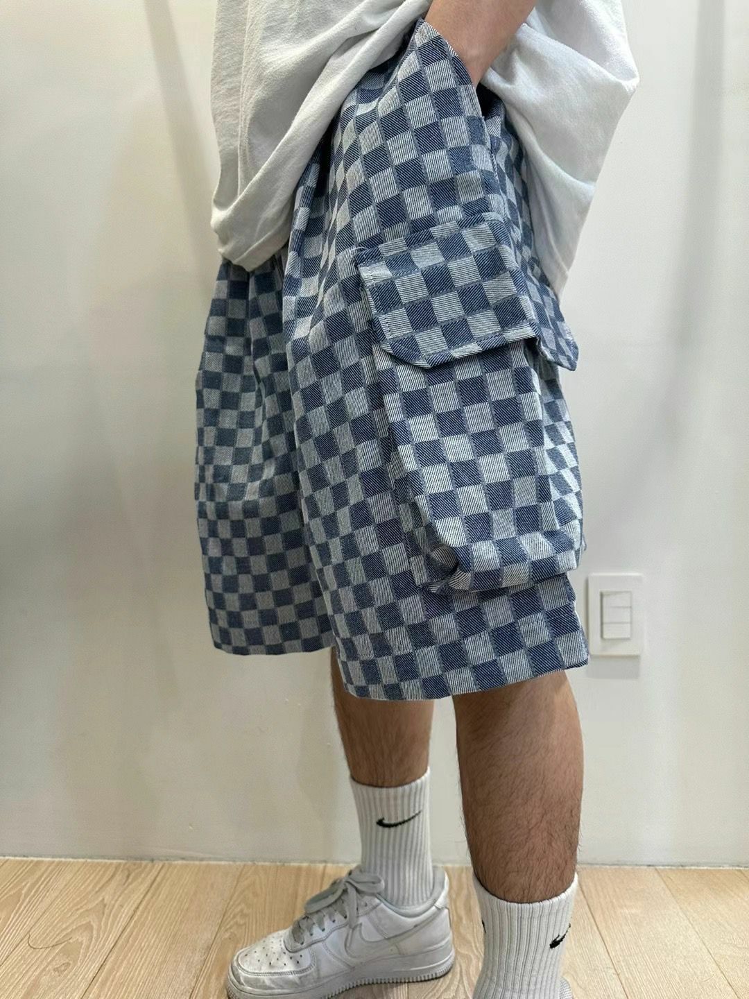 格仔工裝短褲 P2798