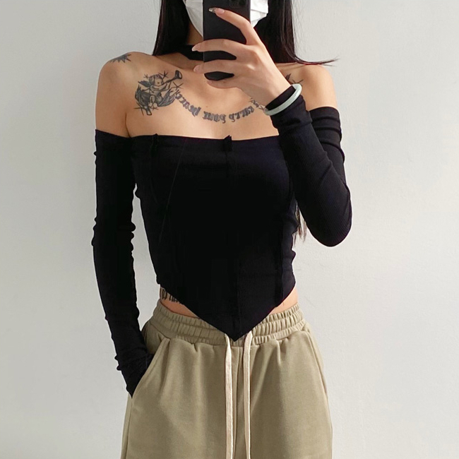 Hot selling one-shoulder halterneck tube top bottoming shirt (black) (S/M size) (contact customer service after placing the order to confirm the delivery size)