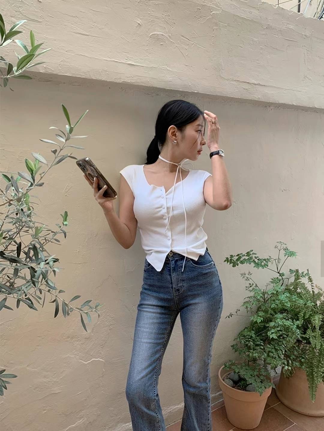 無袖羅紋繞繩上衣｜現貨商品