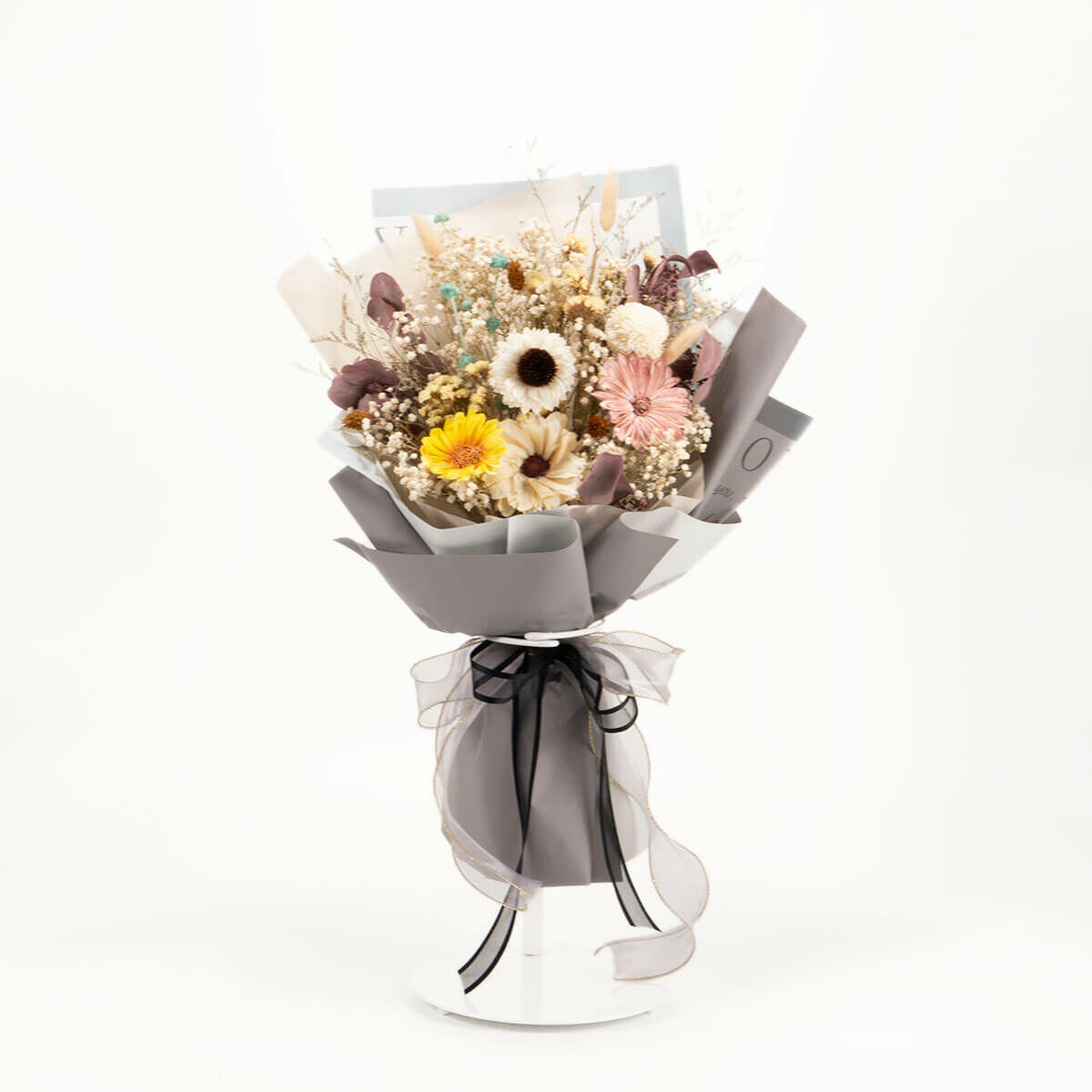 【青春變奏曲 】中型乾燥花束 - 優雅灰