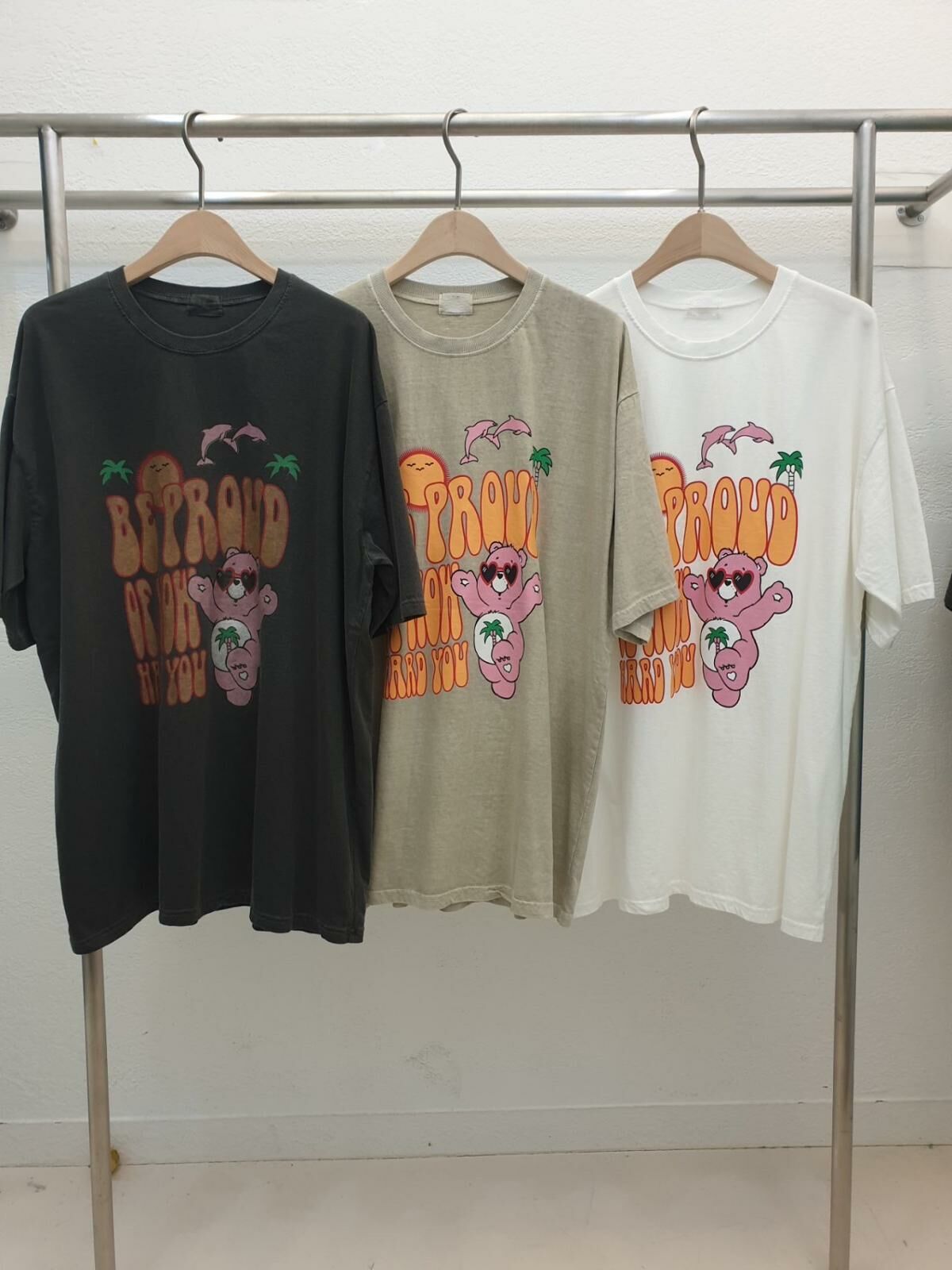 洗水熊仔圖案英文字短袖Tee T5432