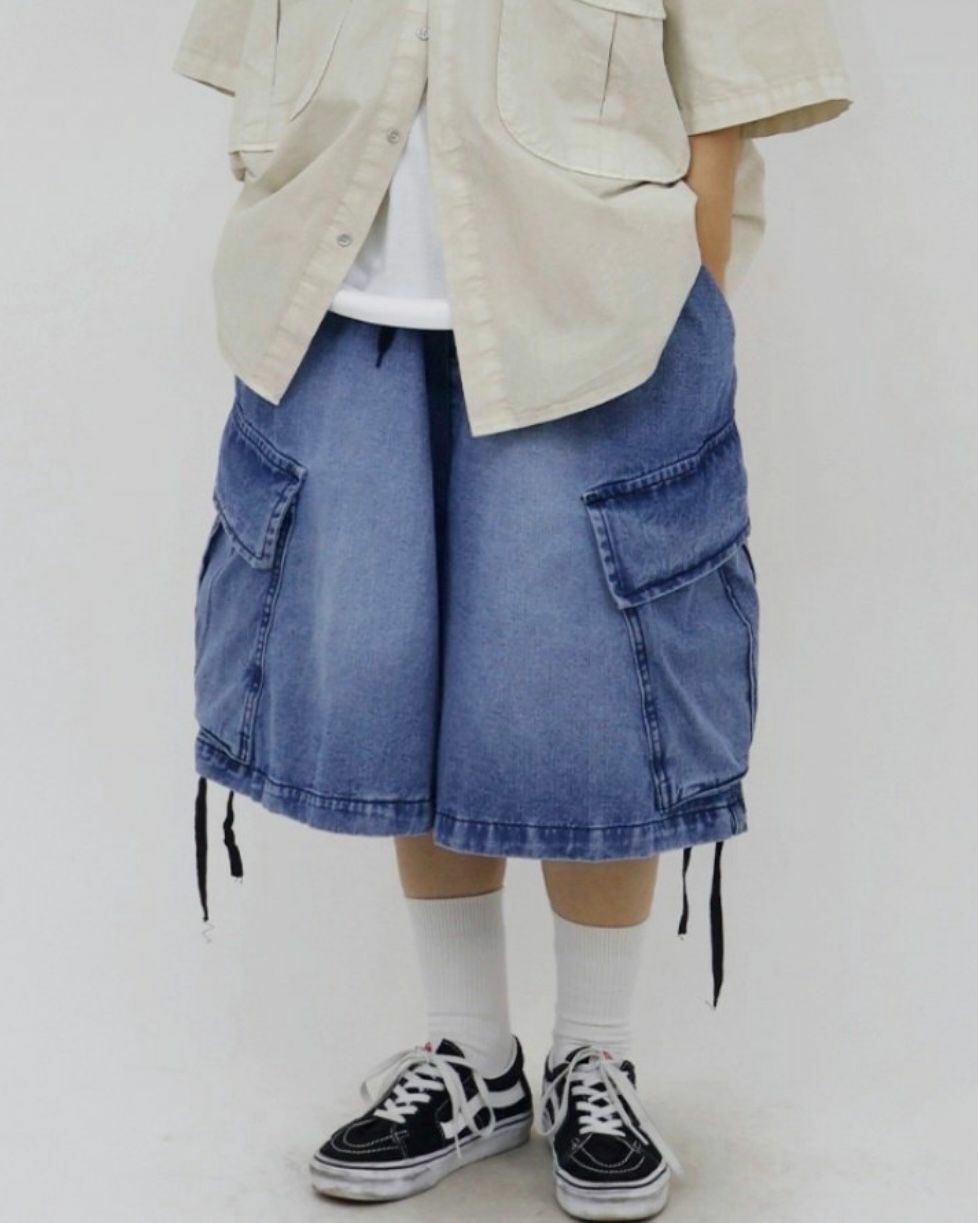 洗水工裝牛仔短褲 P2796