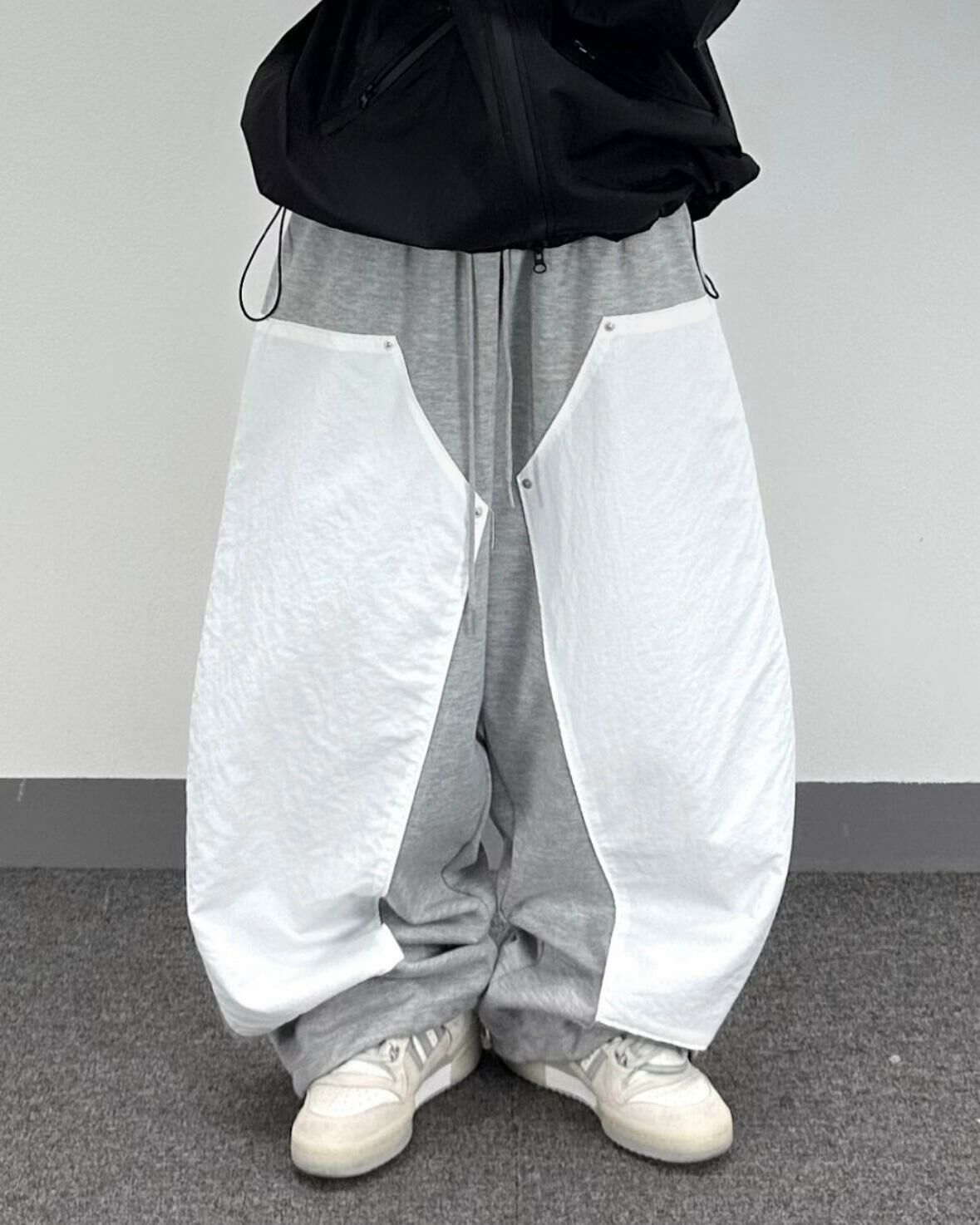 拼色可束腳鬆身褲 P2794