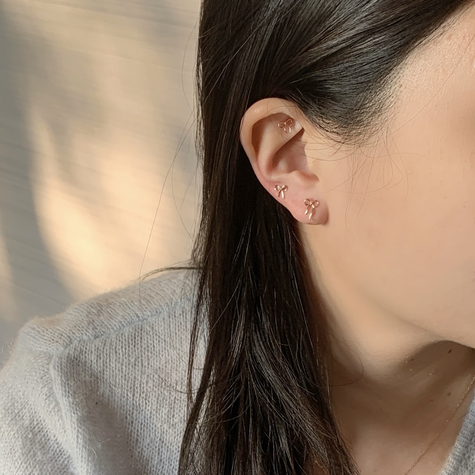 10k鋯石蝴蝶結耳環