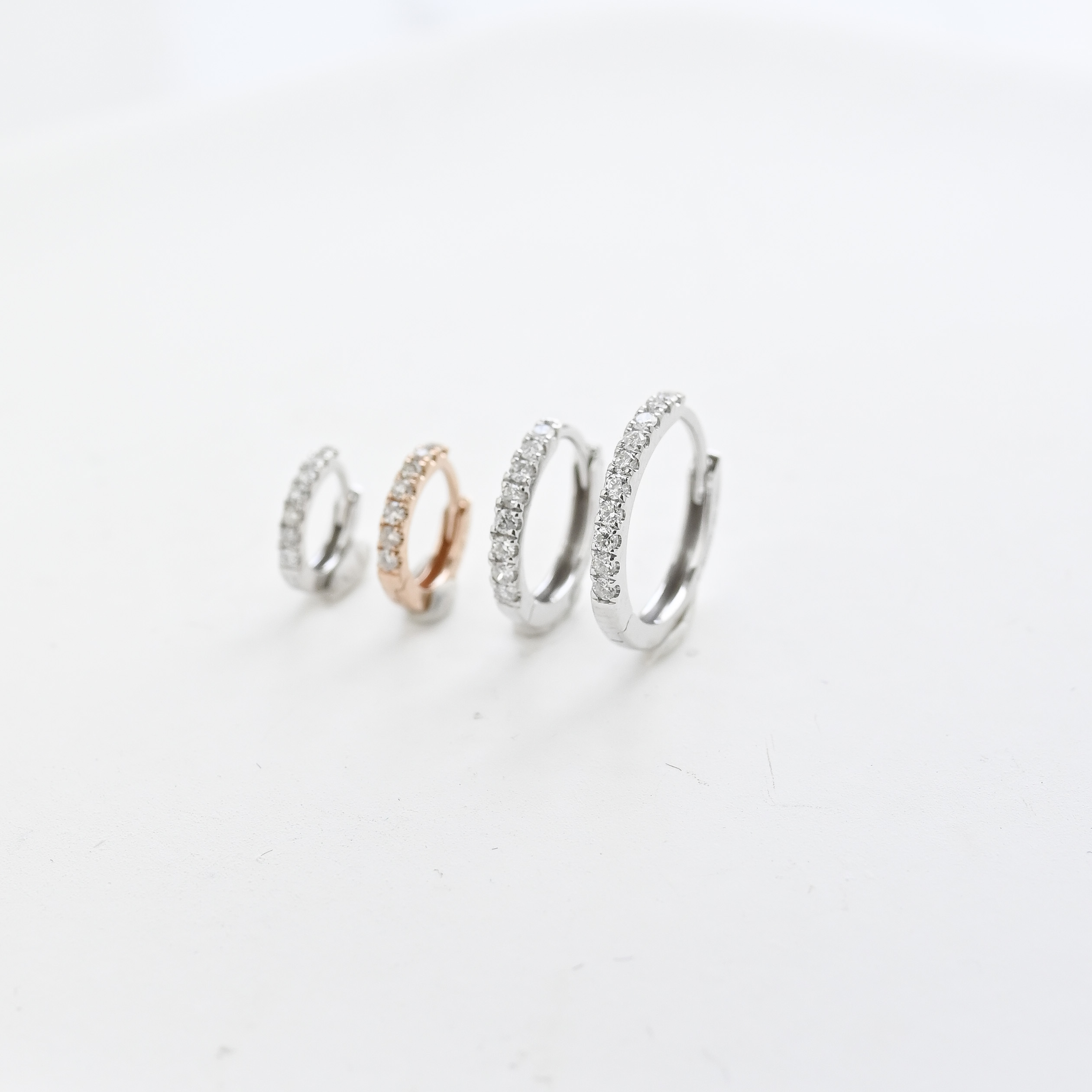 18K Multi Size Diamond Hoop Earring