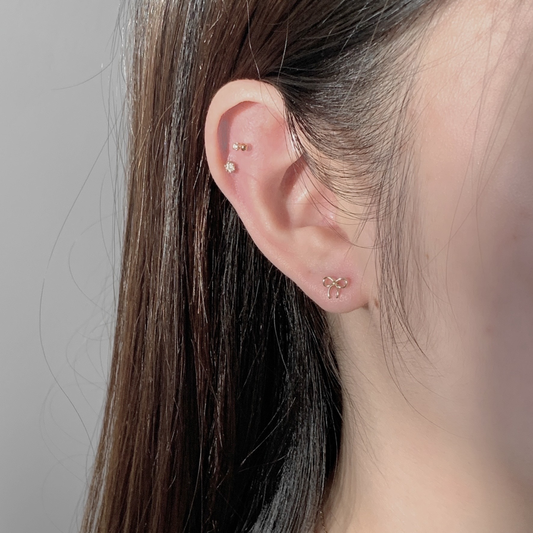 10k簡約蝴蝶結耳環