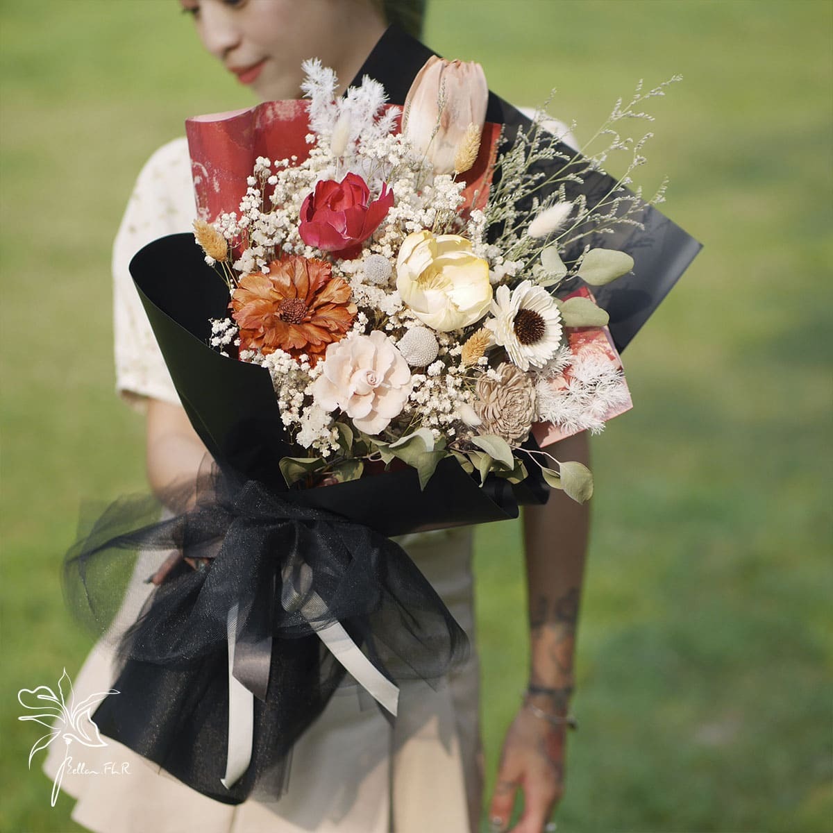 【流金歲月 】中型乾燥花束 - 神秘黑