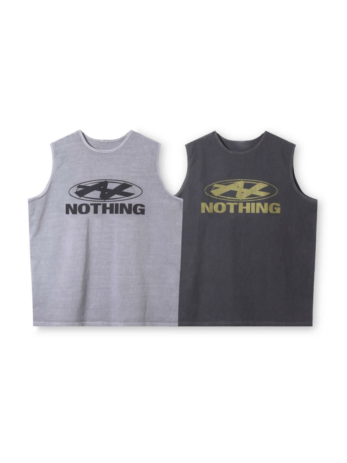 Oversize英文字圖案背心 V1038