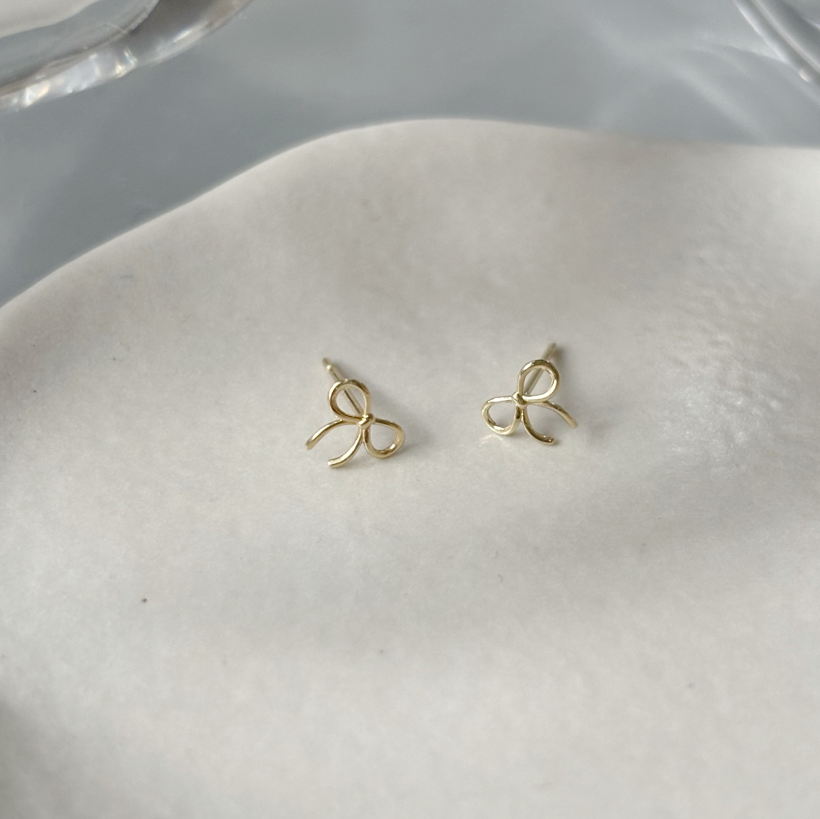 10k簡約蝴蝶結耳環