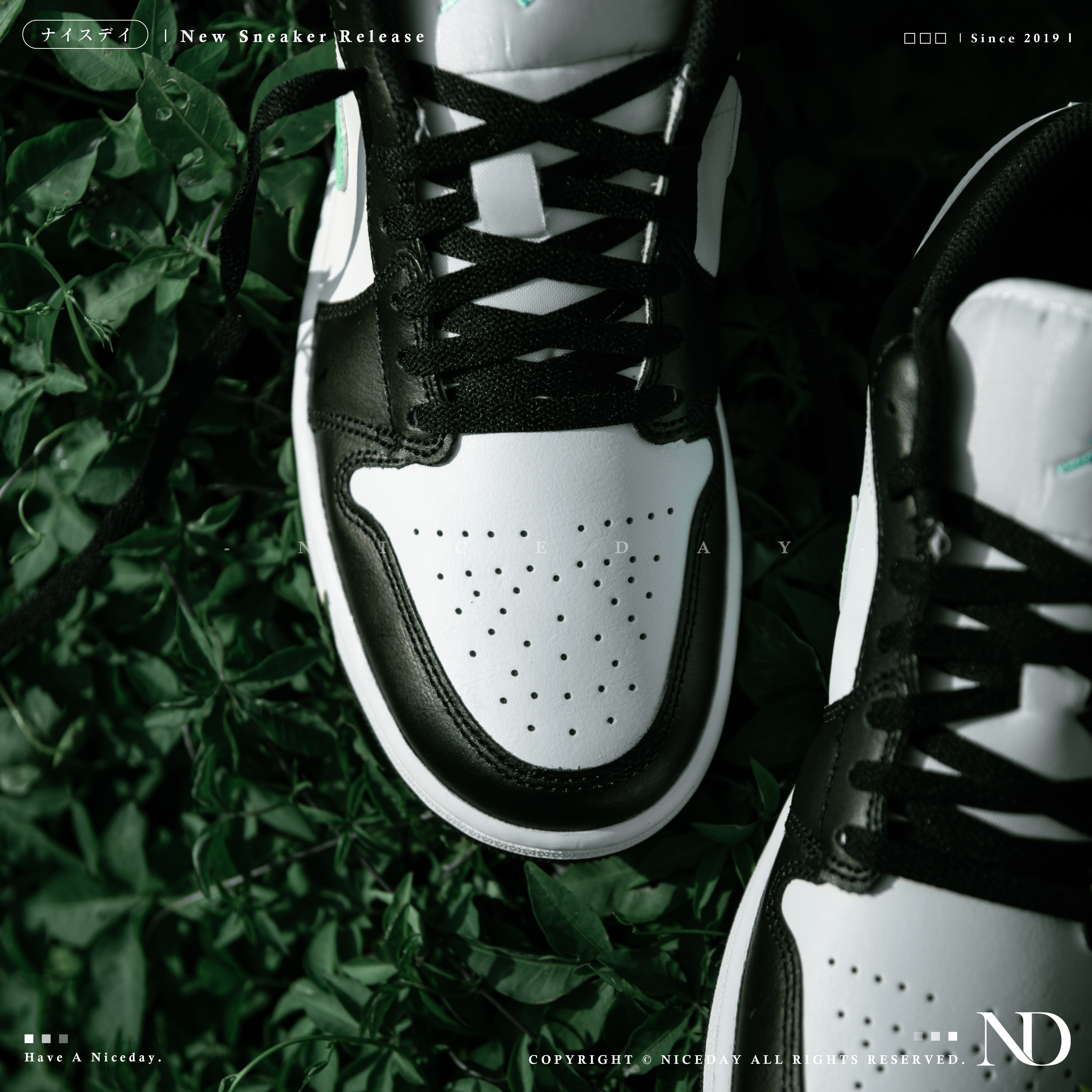 NICEDAY 現貨 Air Jordan 1 Low Green Glow 茉綠 薄荷綠 黑 白 男款 553558-131