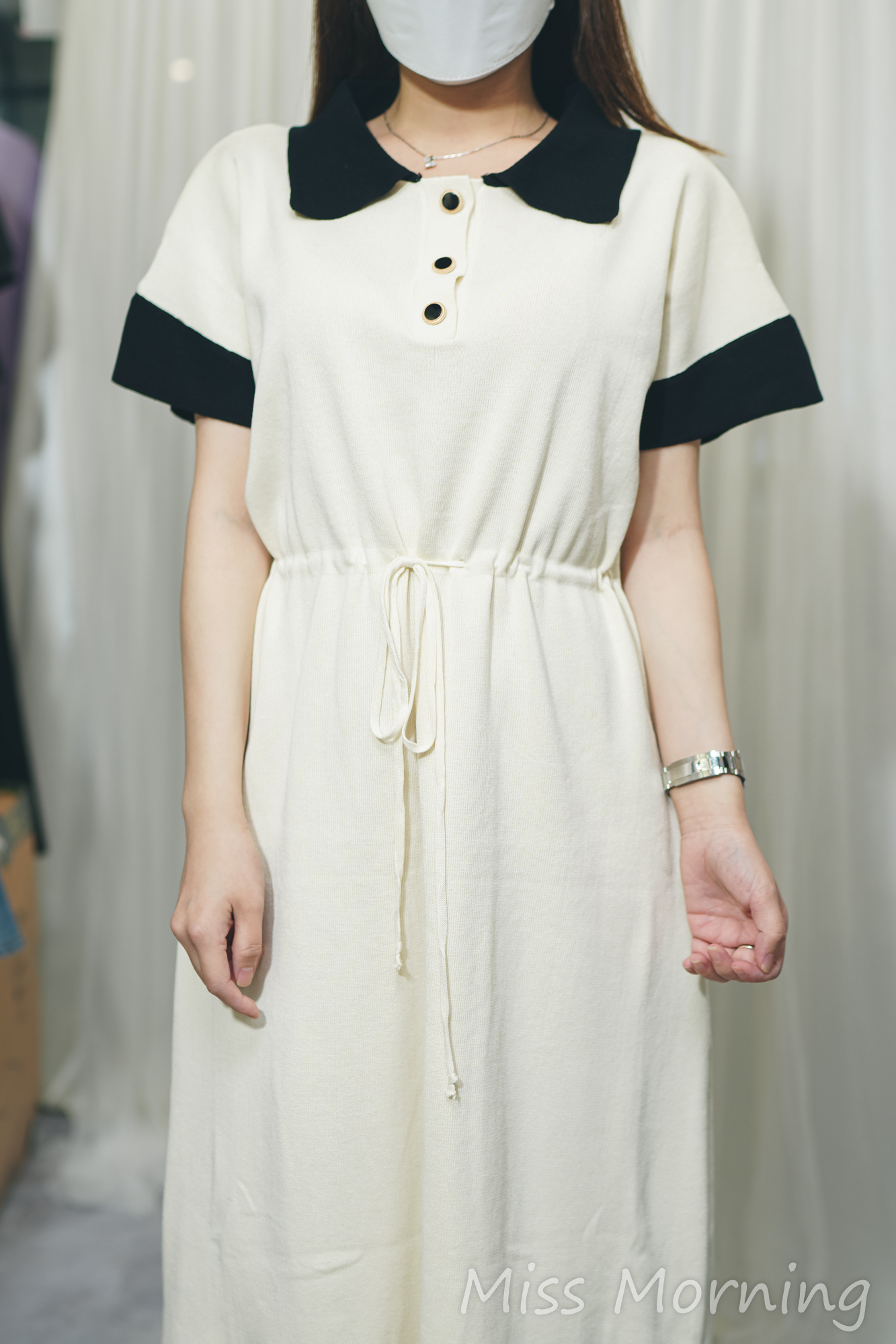 撞色領款連身裙(13918)