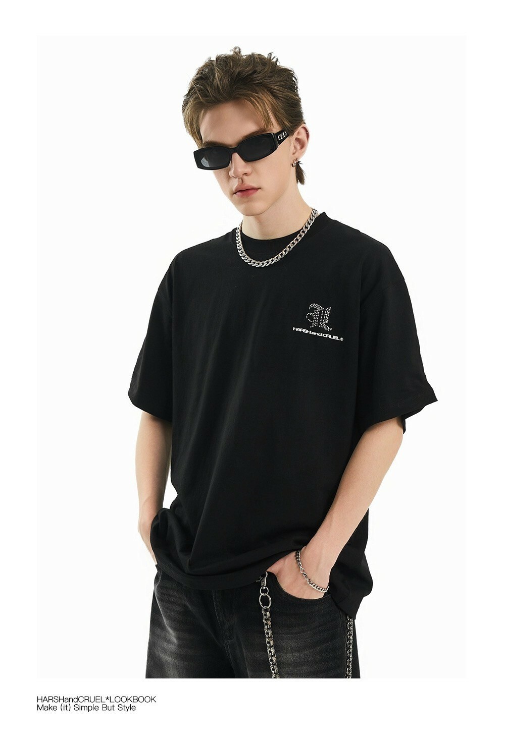 Harsh and Cruel 24SS 滿鑽歌德字體排版短袖 HL242020185