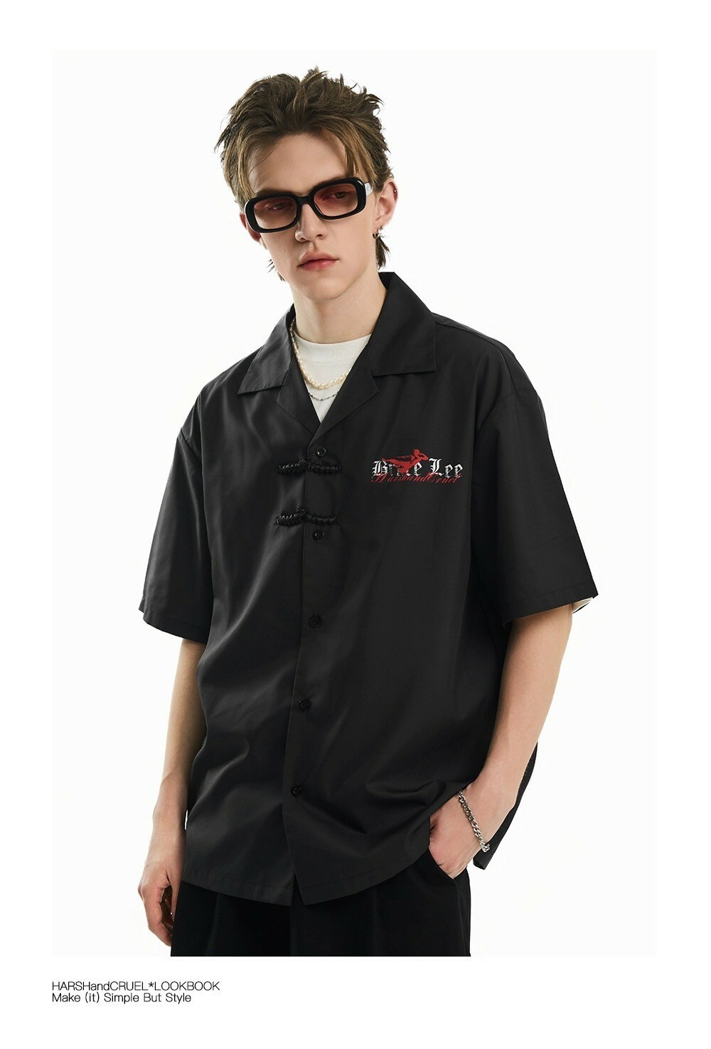 Harsh and Cruel 24SS 翻玩李小龍排版字體古巴領短袖襯衫 HL242020136
