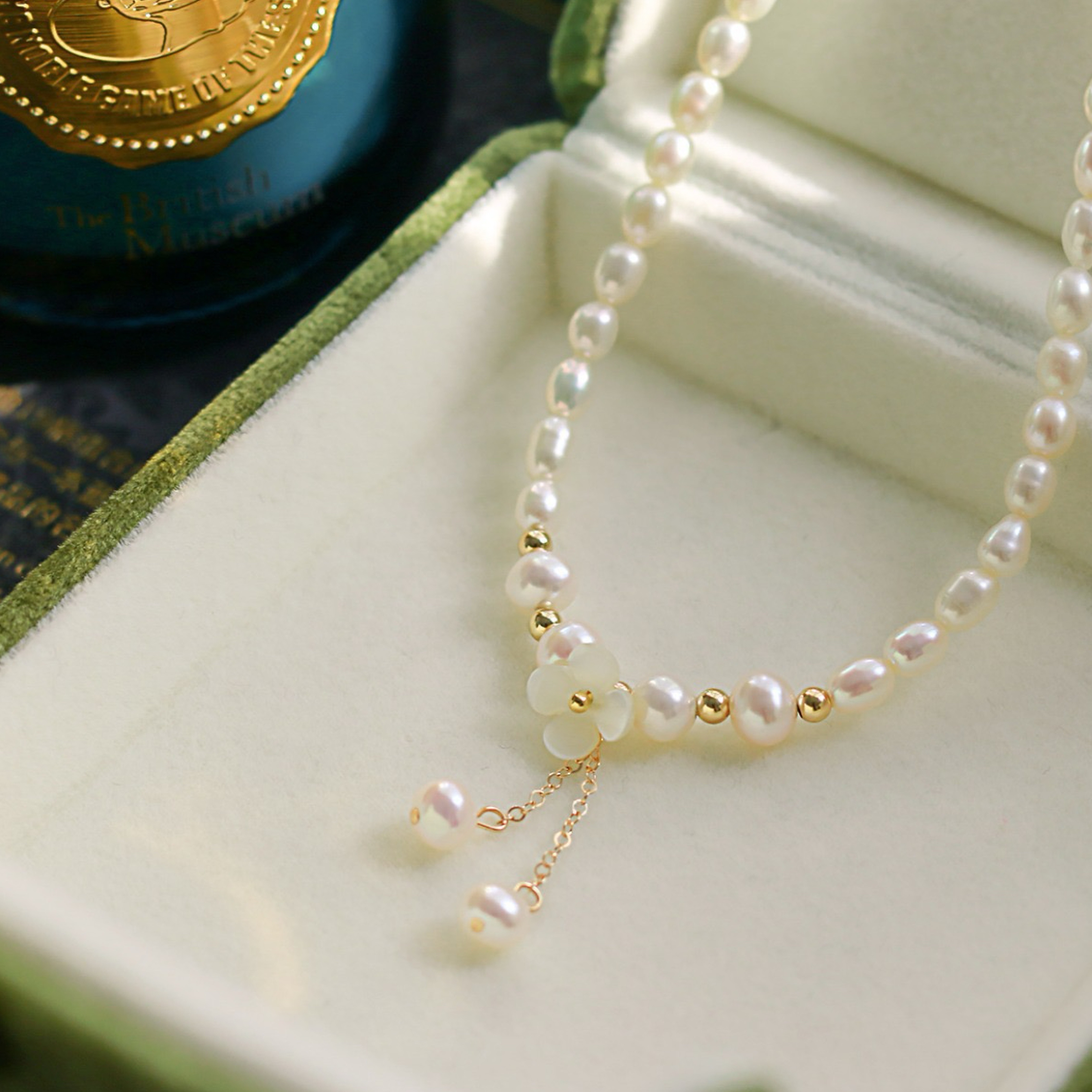 【輕語花】天然貝母珍珠項鍊