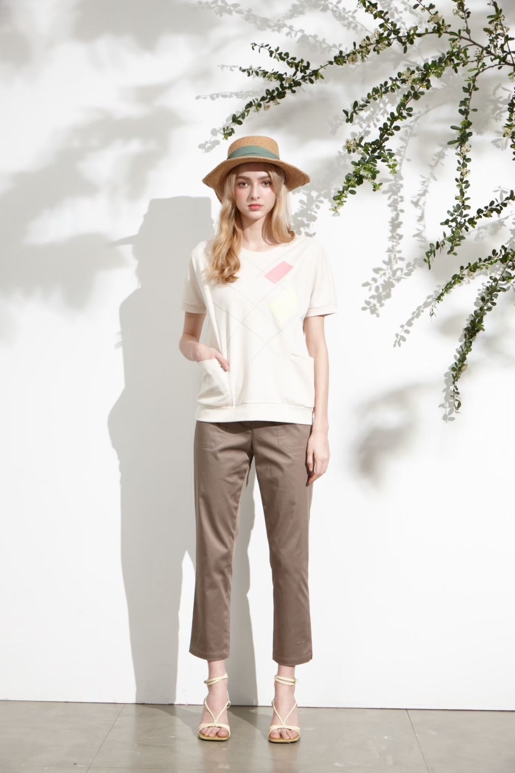 OL時尚韓版幾何造型連袖修身休閒棉T U6232