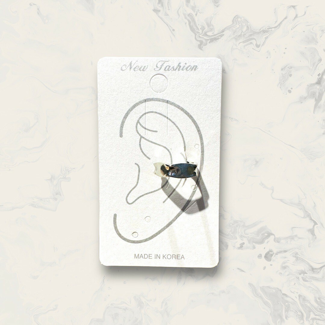 韓國直送耳骨夾 不規則凹凸面六角形 鍍14K 2色