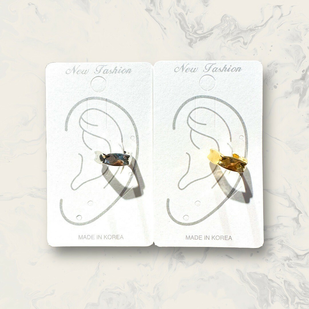 韓國直送耳骨夾 不規則凹凸面六角形 鍍14K 2色