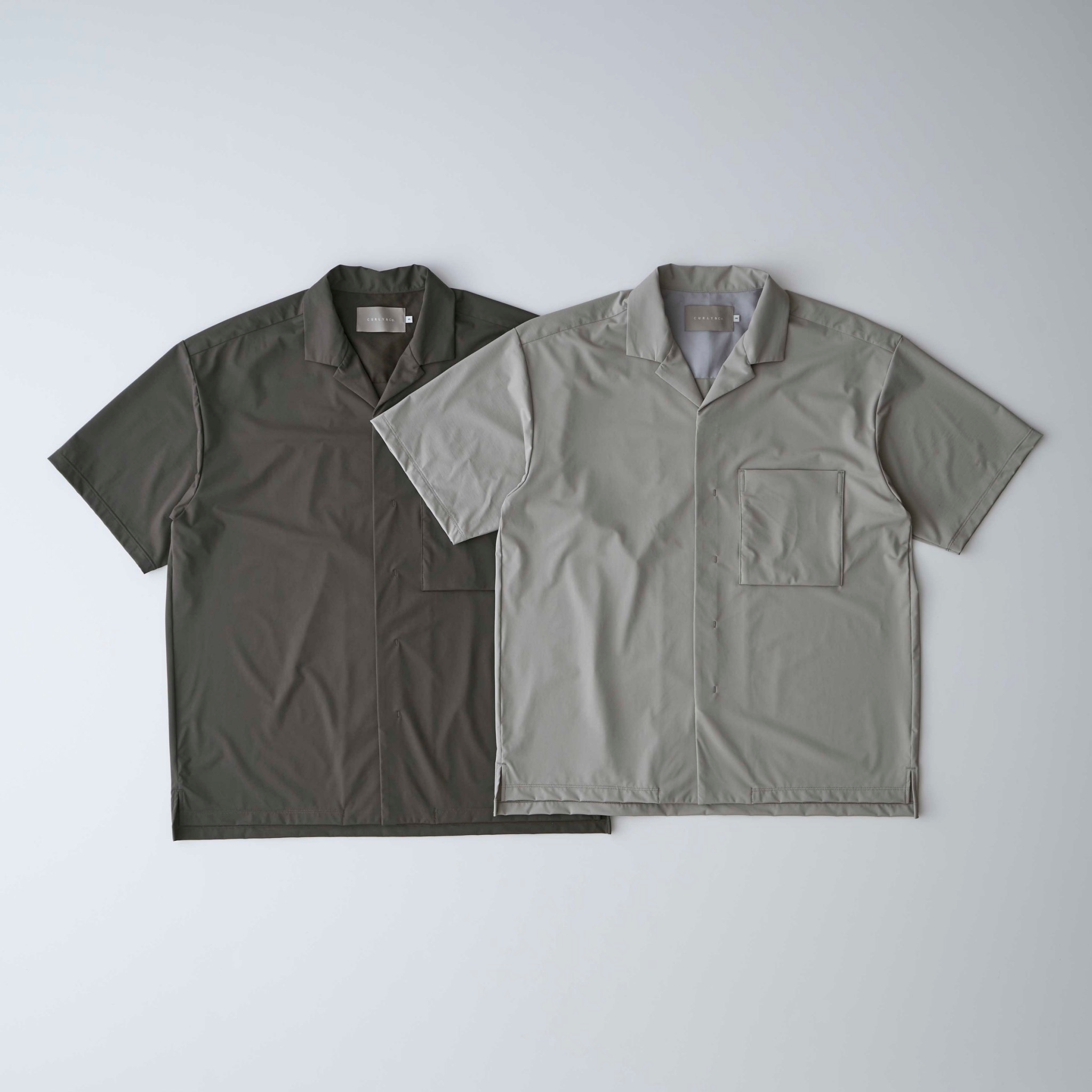 CURLY&CO - OPEN COLLAR SHIRT -solid- / 2COLORS