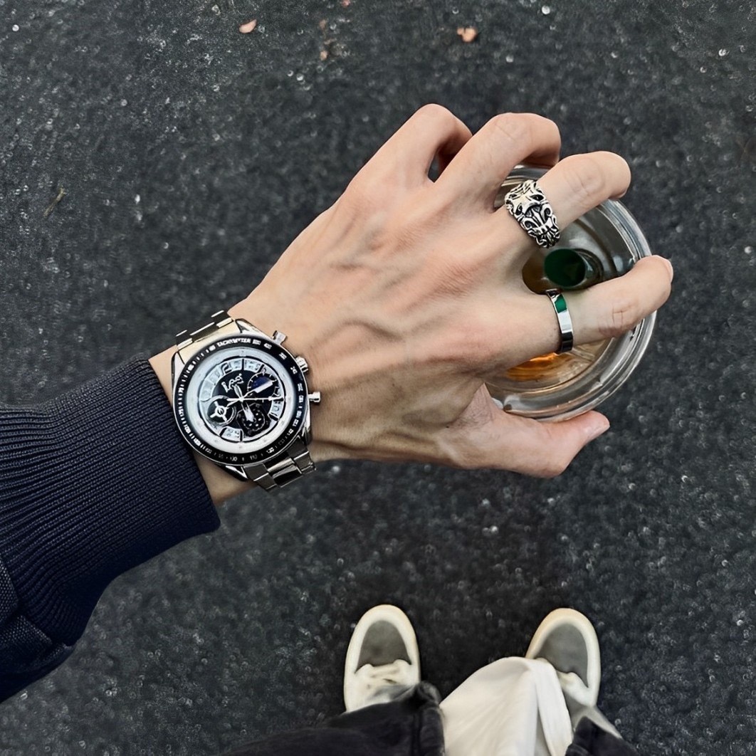 <限量代購>Lee 石英機芯手錶 三眼腕錶 鏤空 防水 鋼錶帶 共三色