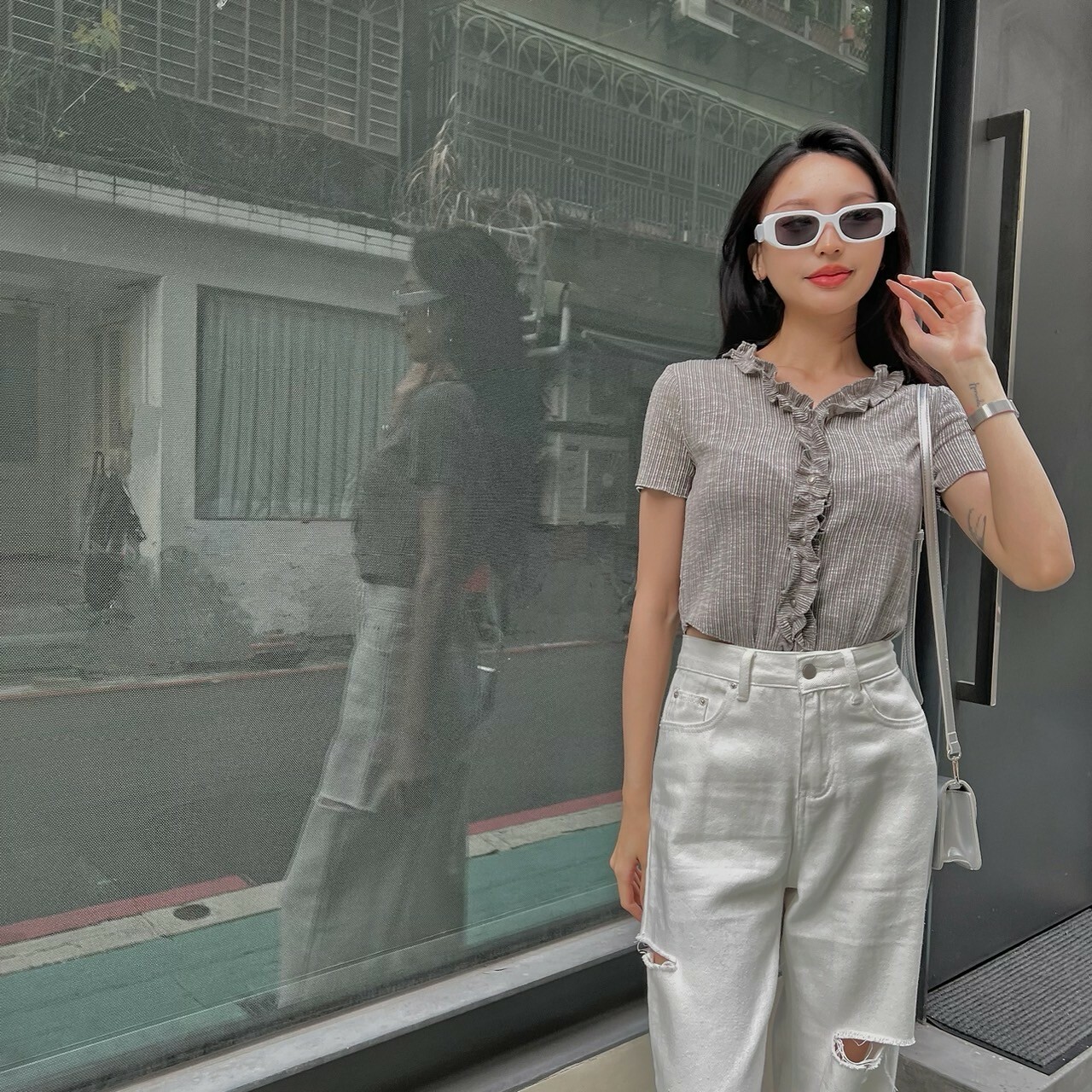 排釦小花滾邊上衣/二色