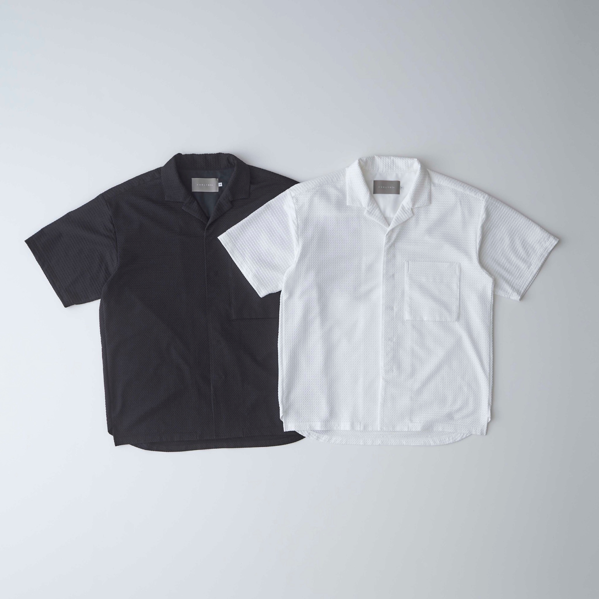 CURLY&CO - OPEN COLLAR SHIRT -seersucker check- / 2COLO