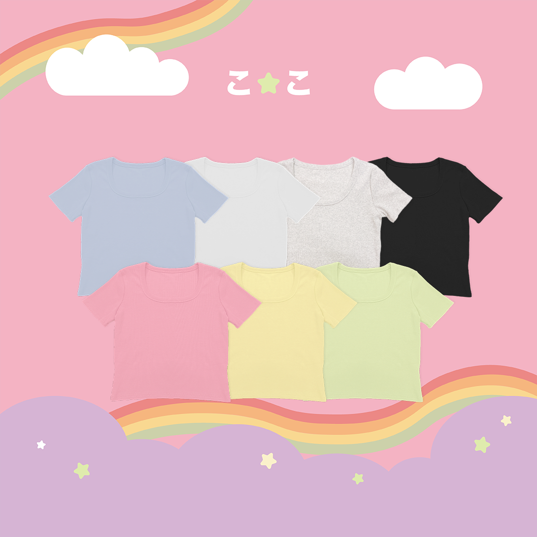 こ♡こ 多色圓領螺紋上衣