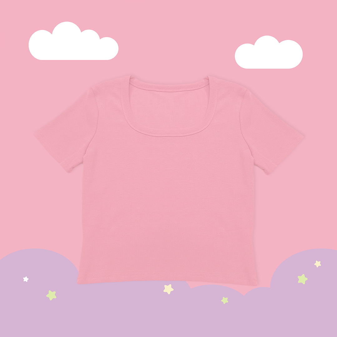 こ♡こ 多色圓領螺紋上衣