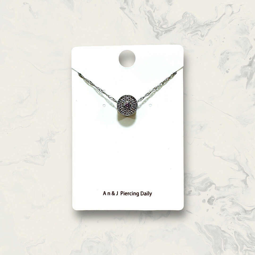 韓國直送項鍊 螺旋鍊 中銀框鋯滿鋯圓側愛心雕刻珠珠