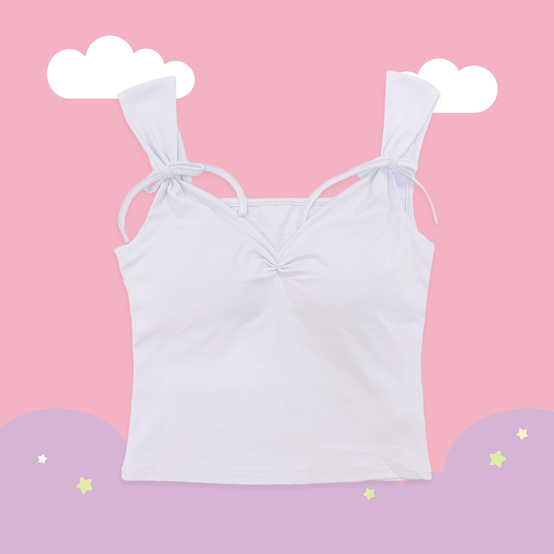 こ♡こ 糖果色寬肩帶綁結胸墊背心