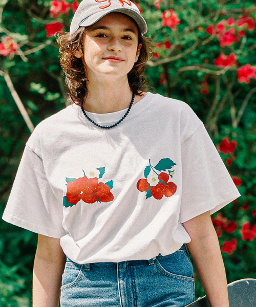 RONRON RASPBERRY BASIC FIT T SHIRT WHITE